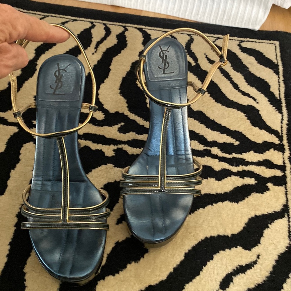 YSL Amazing Navy Platform Sandals